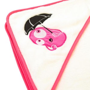 Детское полотенце с уголком, с розовым кантом